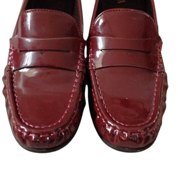Zara Burgundy Patent Leather Loafers Size 6 - Picture 3 of 10